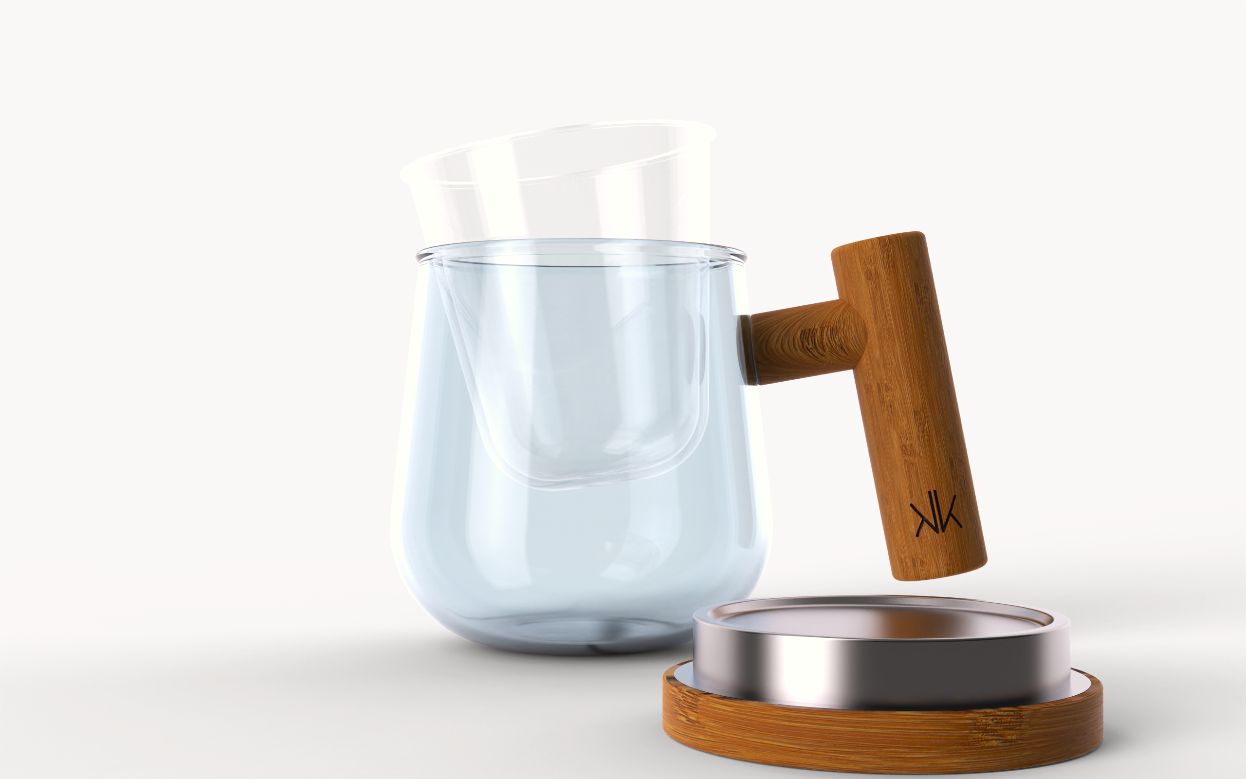 木柄泡茶杯